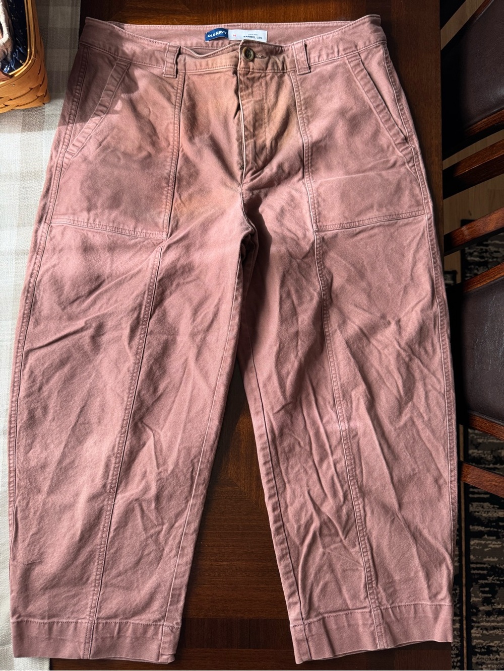 Blush Pink Barrel Leg High Rise